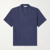 Convertible-collar Linen and Cotton-Blend Shirt