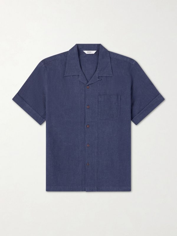 Convertible-collar Linen and Cotton-Blend Shirt