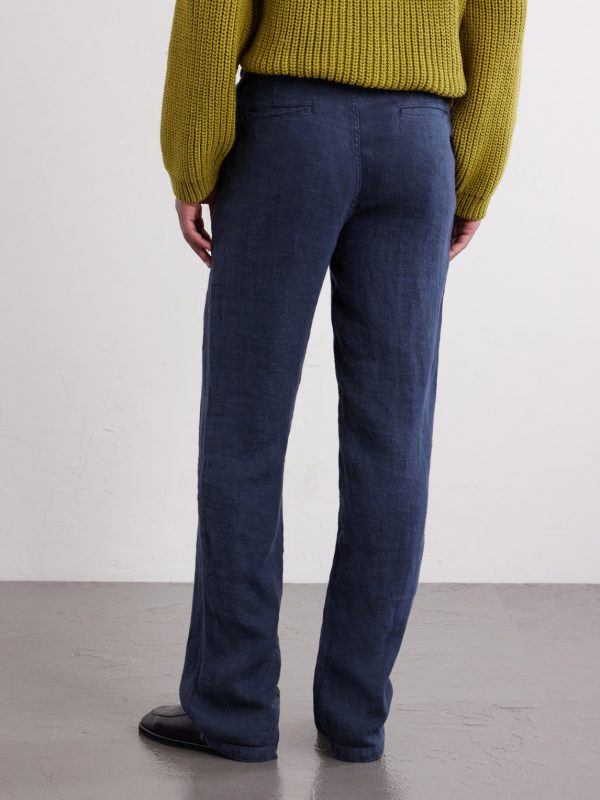 Straight-Leg Linen Trousers - BK Straight-Leg Linen Trousers - BK