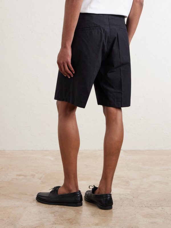 Safari Straight-Leg Pleated Cotton-Poplin Shorts - BK Safari Straight-Leg Pleated Cotton-Poplin Shorts - BK