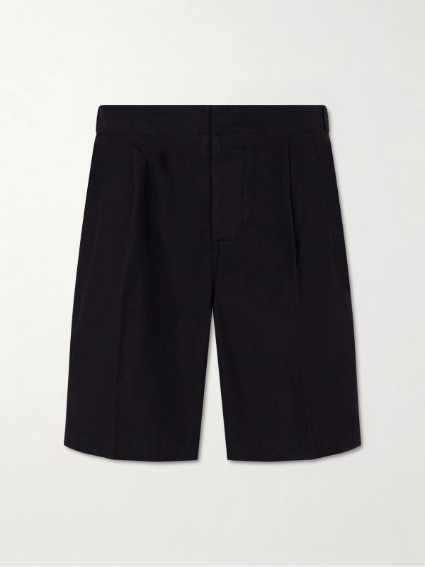 Safari Straight-Leg Pleated Cotton-Poplin Shorts Safari Straight-Leg Pleated Cotton-Poplin Shorts
