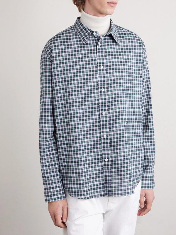 Logo-Embroidered Checked Cotton-Poplin Shirt - FR Logo-Embroidered Checked Cotton-Poplin Shirt - FR