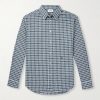 Logo-Embroidered Checked Cotton-Poplin Shirt Logo-Embroidered Checked Cotton-Poplin Shirt