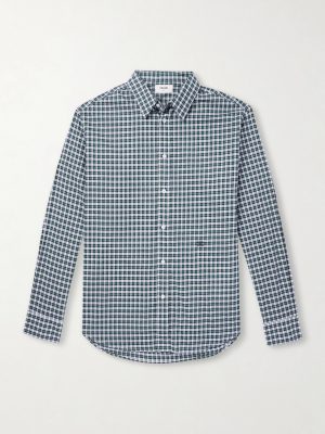 Logo-Embroidered Checked Cotton-Poplin Shirt Logo-Embroidered Checked Cotton-Poplin Shirt