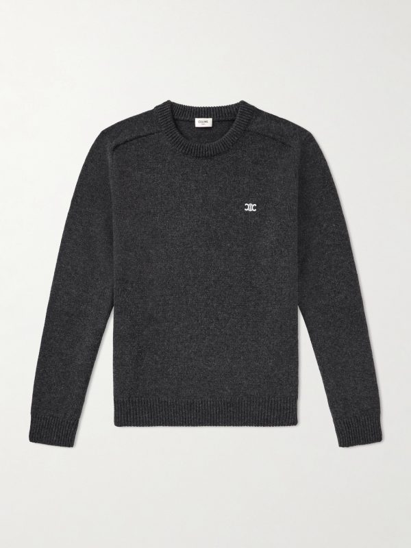 Logo-Embroidered Wool and Cashmere-Blend Sweater Logo-Embroidered Wool and Cashmere-Blend Sweater