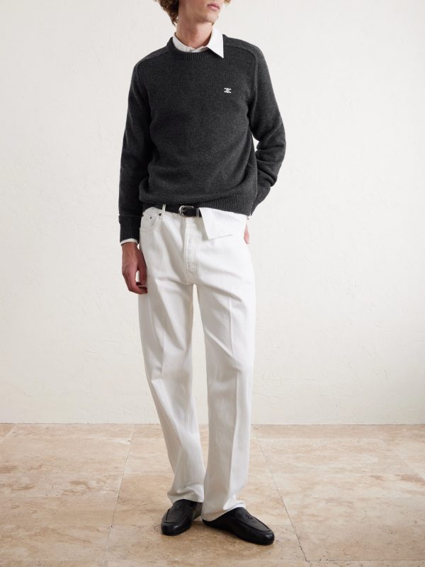 Logo-Embroidered Wool and Cashmere-Blend Sweater - OU Logo-Embroidered Wool and Cashmere-Blend Sweater - OU