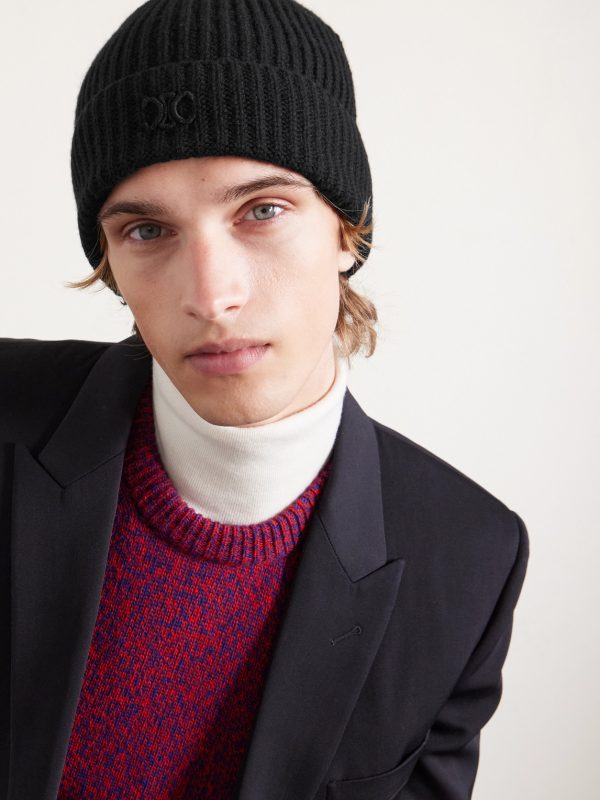 Triomphe Logo-Embroidered Cashmere Beanie - E1 Triomphe Logo-Embroidered Cashmere Beanie - E1
