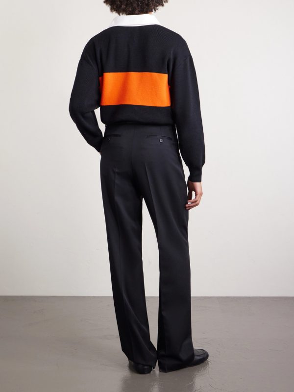 Striped Wool Polo Sweater - BK