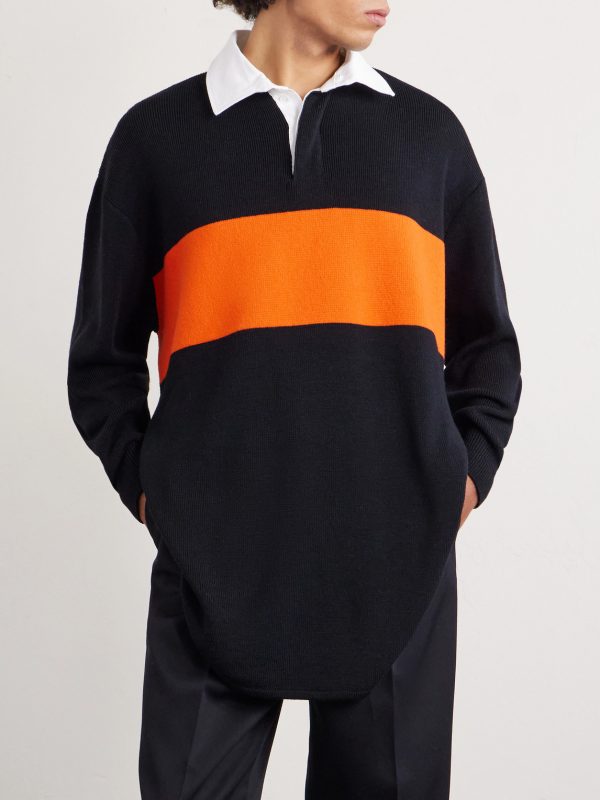 Striped Wool Polo Sweater - FR