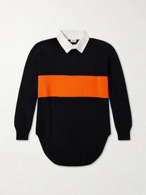 Striped Wool Polo Sweater