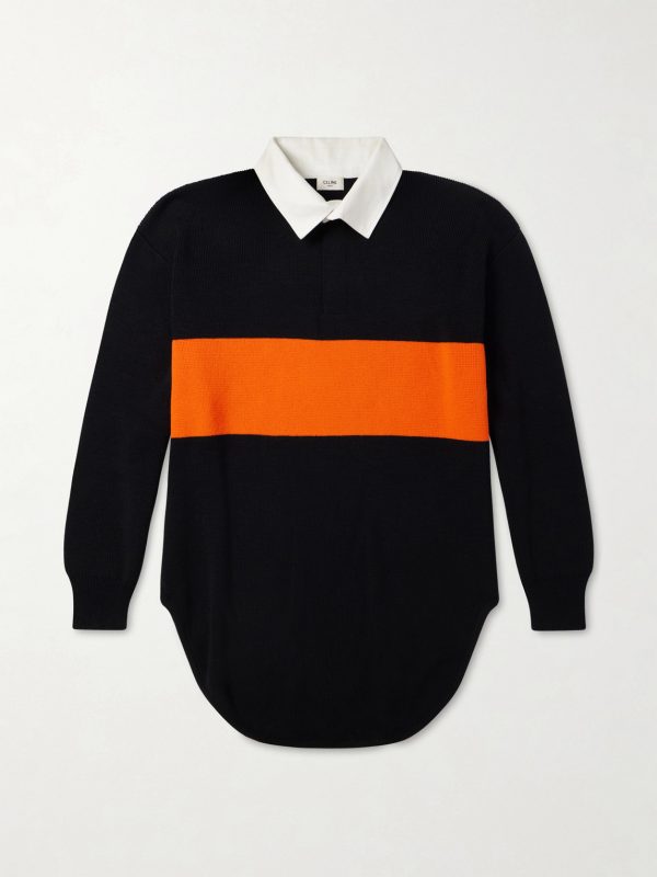 Striped Wool Polo Sweater