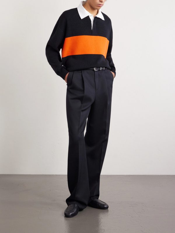 Striped Wool Polo Sweater - OU