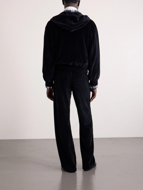 Straight-Leg Logo-Embroidered Cotton-Blend Velvet Sweatpants - BK Straight-Leg Logo-Embroidered Cotton-Blend Velvet Sweatpants - BK