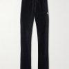 Straight-Leg Logo-Embroidered Cotton-Blend Velvet Sweatpants Straight-Leg Logo-Embroidered Cotton-Blend Velvet Sweatpants