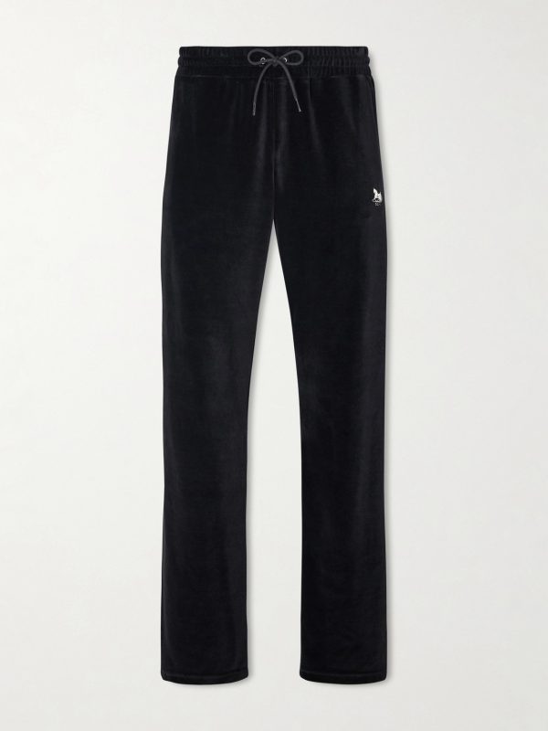 Straight-Leg Logo-Embroidered Cotton-Blend Velvet Sweatpants Straight-Leg Logo-Embroidered Cotton-Blend Velvet Sweatpants