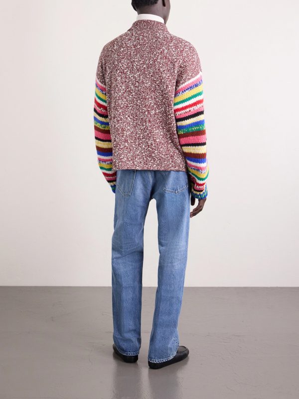 Logo-Intarsia Striped Cotton and Alpaca-Blend Polo Sweater - BK
