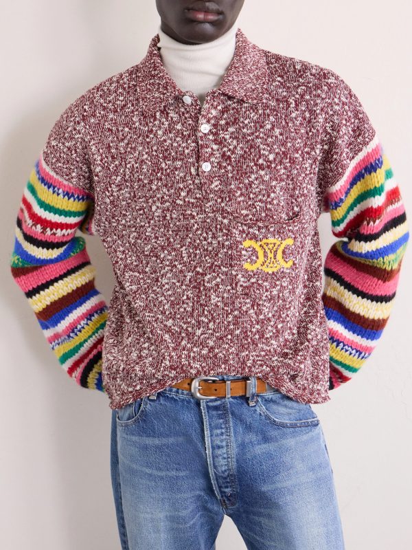 Logo-Intarsia Striped Cotton and Alpaca-Blend Polo Sweater - CU