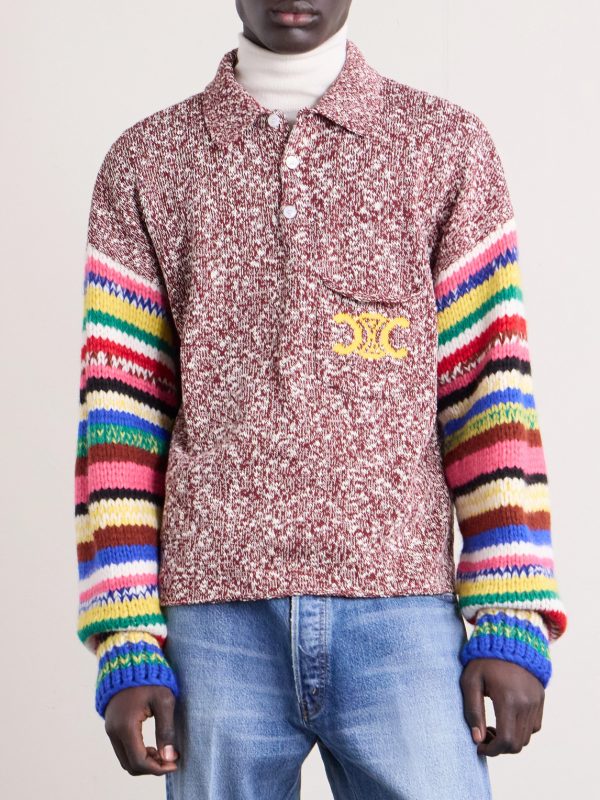 Logo-Intarsia Striped Cotton and Alpaca-Blend Polo Sweater - FR