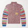 Logo-Intarsia Striped Cotton and Alpaca-Blend Polo Sweater