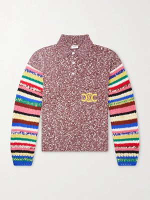 Logo-Intarsia Striped Cotton and Alpaca-Blend Polo Sweater