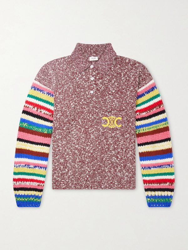Logo-Intarsia Striped Cotton and Alpaca-Blend Polo Sweater