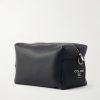 Logo-Print Leather Messenger Bag - BK