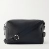 Logo-Print Leather Messenger Bag
