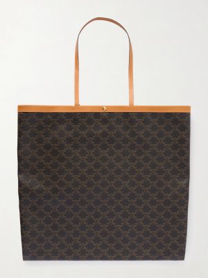 Triomphe Large Leather-Trimmed Logo-Print Coated-Canvas Tote Bag Triomphe Large Leather-Trimmed Logo-Print Coated-Canvas Tote Bag