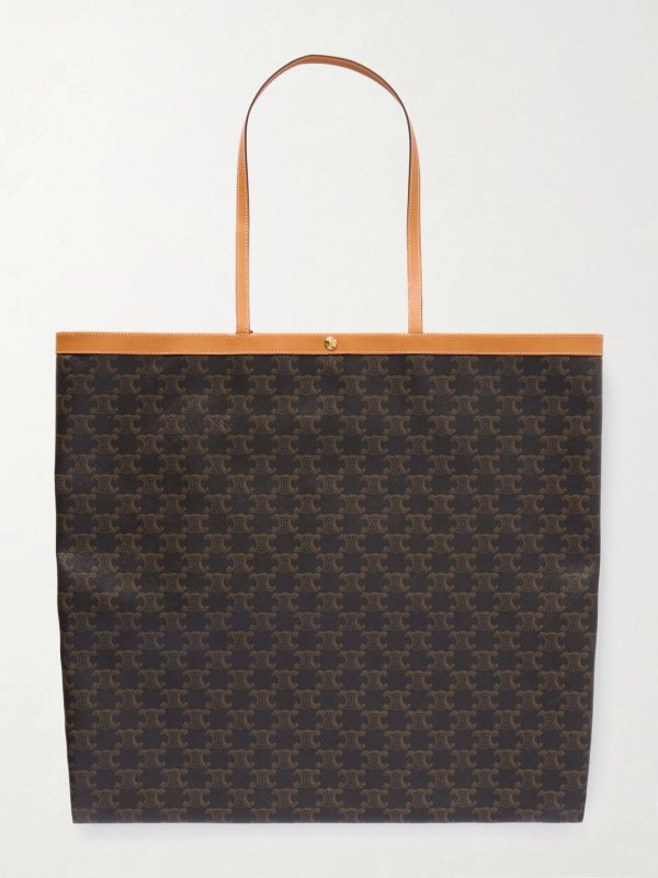 Triomphe Large Leather-Trimmed Logo-Print Coated-Canvas Tote Bag Triomphe Large Leather-Trimmed Logo-Print Coated-Canvas Tote Bag