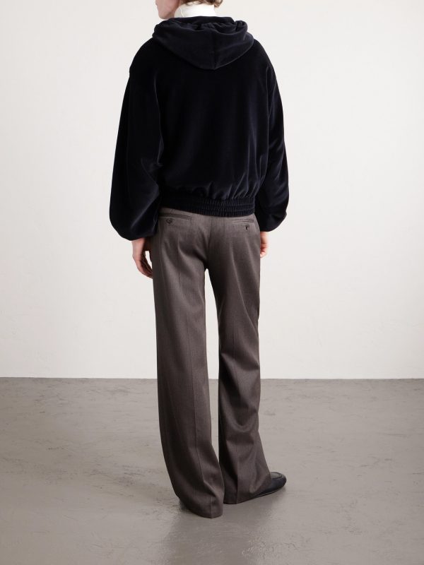 Logo-Embroidered Cotton-Blend Velour Zip-Up Hoodie - BK