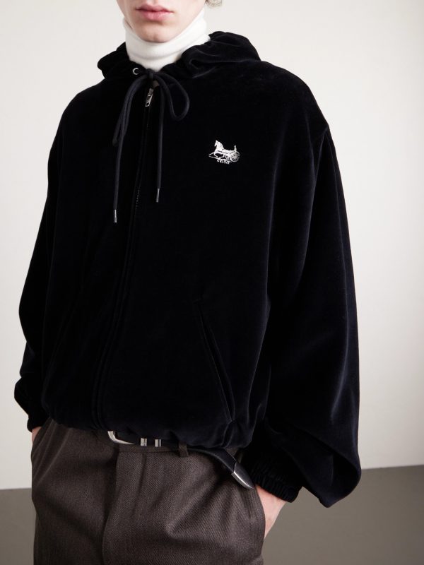 Logo-Embroidered Cotton-Blend Velour Zip-Up Hoodie - CU