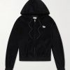 Logo-Embroidered Cotton-Blend Velour Zip-Up Hoodie