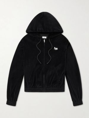Logo-Embroidered Cotton-Blend Velour Zip-Up Hoodie Logo-Embroidered Cotton-Blend Velour Zip-Up Hoodie