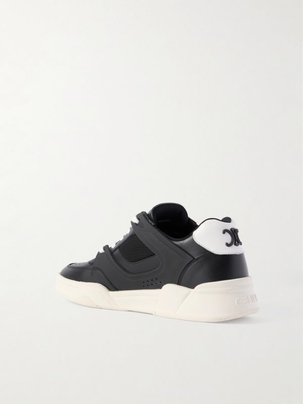 Leather and Mesh Sneakers - BK Leather and Mesh Sneakers - BK