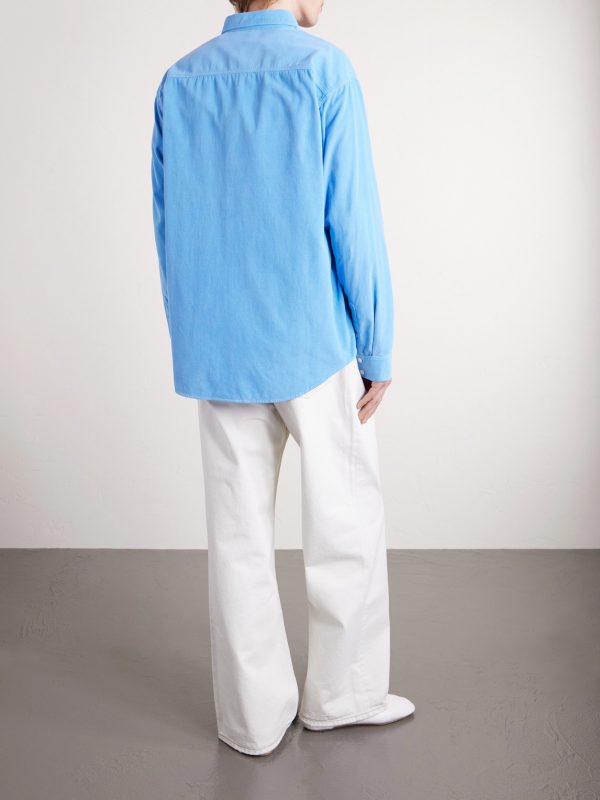 Button-Down Collar Logo-Embroidered Cotton-Corduroy Shirt - BK Button-Down Collar Logo-Embroidered Cotton-Corduroy Shirt - BK