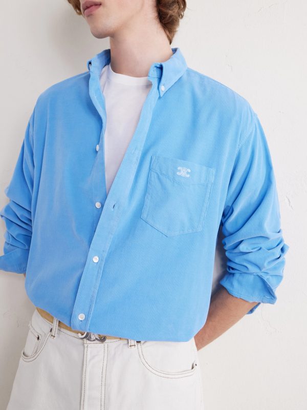 Button-Down Collar Logo-Embroidered Cotton-Corduroy Shirt - CU Button-Down Collar Logo-Embroidered Cotton-Corduroy Shirt - CU