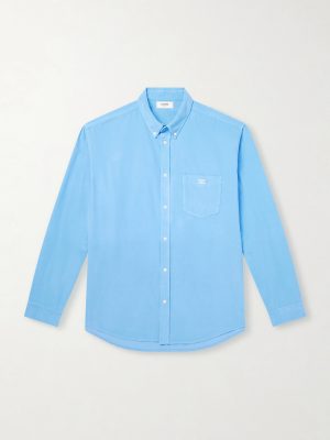 Button-Down Collar Logo-Embroidered Cotton-Corduroy Shirt Button-Down Collar Logo-Embroidered Cotton-Corduroy Shirt
