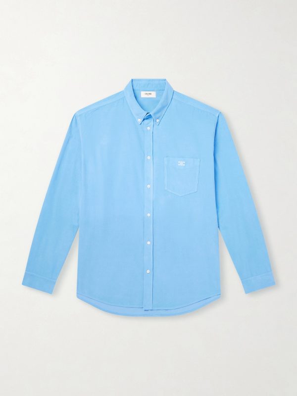 Button-Down Collar Logo-Embroidered Cotton-Corduroy Shirt Button-Down Collar Logo-Embroidered Cotton-Corduroy Shirt