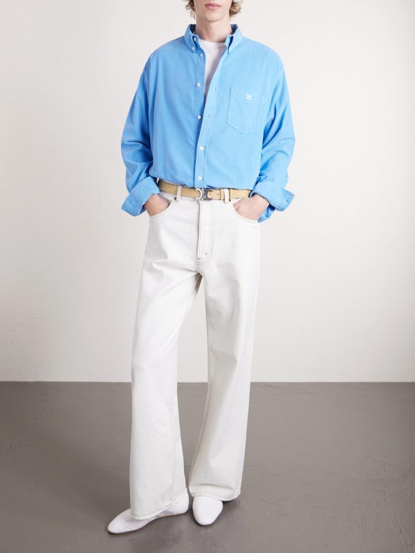 Button-Down Collar Logo-Embroidered Cotton-Corduroy Shirt - OU Button-Down Collar Logo-Embroidered Cotton-Corduroy Shirt - OU