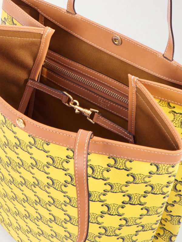Medium Leather-Trimmed Monogrammed Coated-Canvas Tote Bag - E1