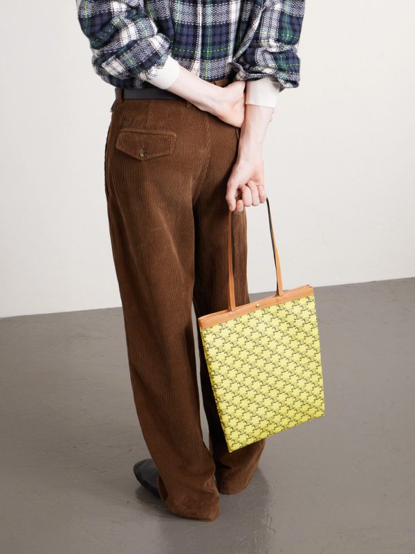 Medium Leather-Trimmed Monogrammed Coated-Canvas Tote Bag - E2