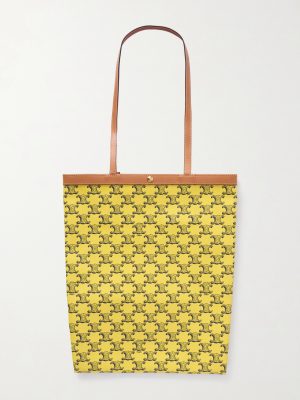 Medium Leather-Trimmed Monogrammed Coated-Canvas Tote Bag