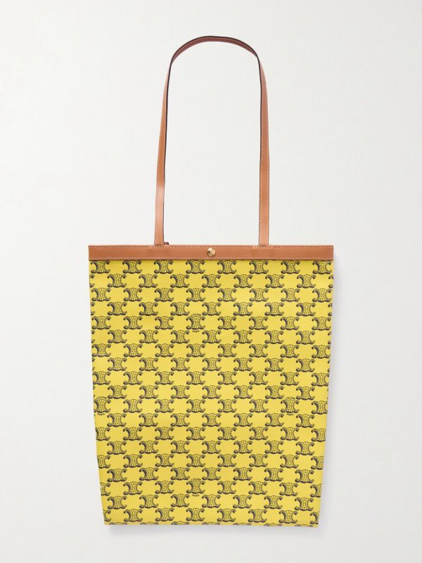 Medium Leather-Trimmed Monogrammed Coated-Canvas Tote Bag