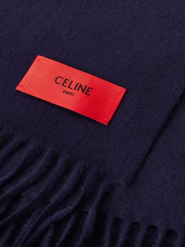 Logo-Appliquéd Fringed Cashmere Scarf - CU