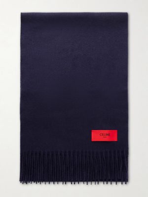 Logo-Appliquéd Fringed Cashmere Scarf