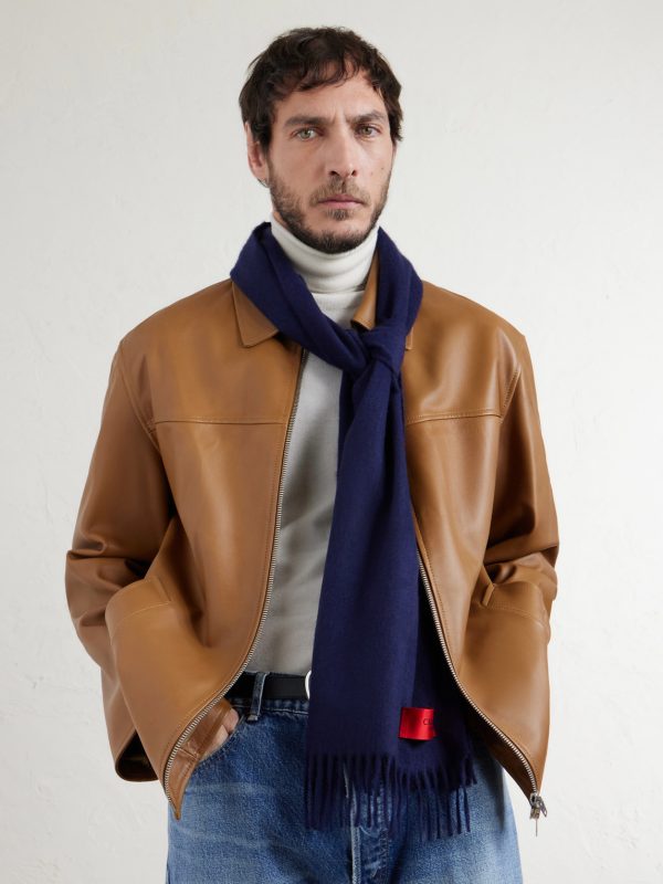Logo-Appliquéd Fringed Cashmere Scarf - OU