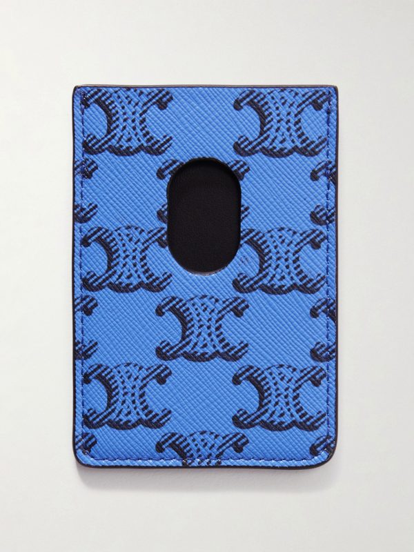 Triomphe Printed Leather and Canvas Cardholder - BK