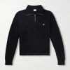 Logo-Embroidered Ribbed Wool Half-Zip Sweater Logo-Embroidered Ribbed Wool Half-Zip Sweater
