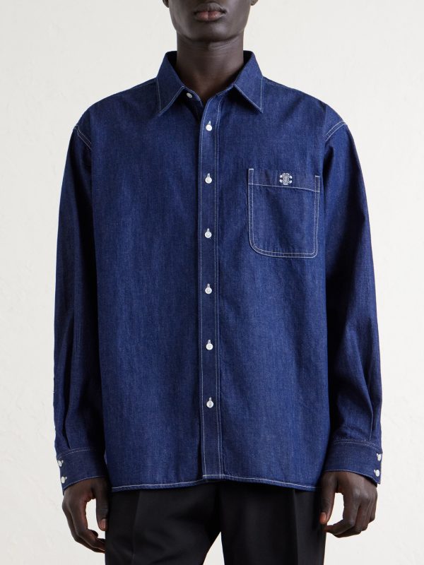Logo-Embroidered Denim Overshirt - FR
