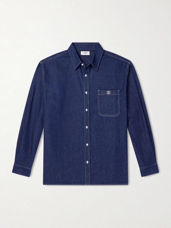 Logo-Embroidered Denim Overshirt
